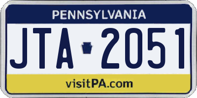 PA license plate JTA2051