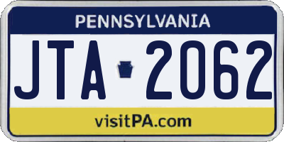 PA license plate JTA2062