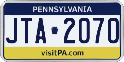 PA license plate JTA2070