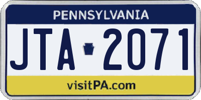 PA license plate JTA2071