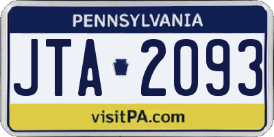 PA license plate JTA2093