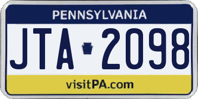 PA license plate JTA2098
