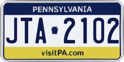 PA license plate JTA2102