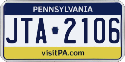 PA license plate JTA2106