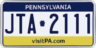 PA license plate JTA2111