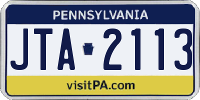 PA license plate JTA2113