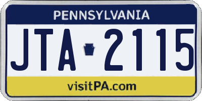 PA license plate JTA2115