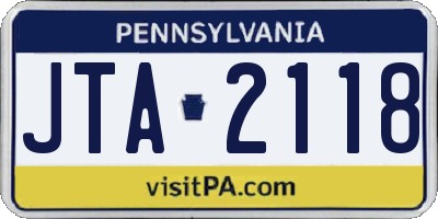 PA license plate JTA2118