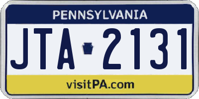 PA license plate JTA2131