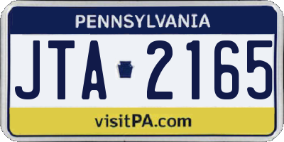 PA license plate JTA2165