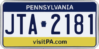PA license plate JTA2181