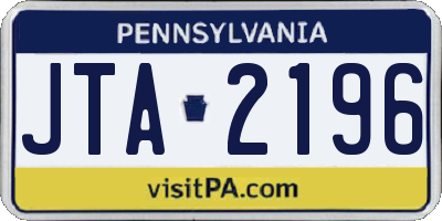 PA license plate JTA2196