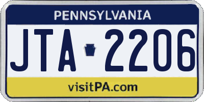 PA license plate JTA2206