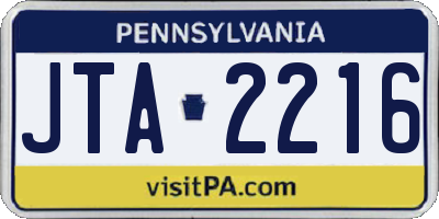 PA license plate JTA2216