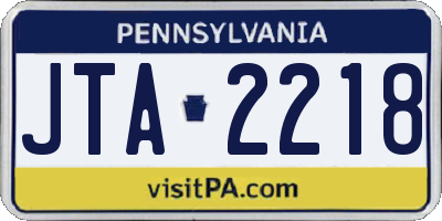 PA license plate JTA2218