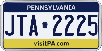 PA license plate JTA2225
