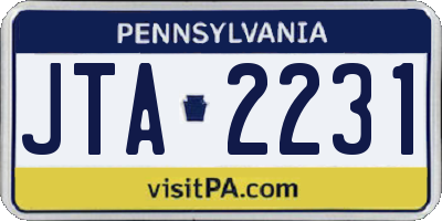 PA license plate JTA2231