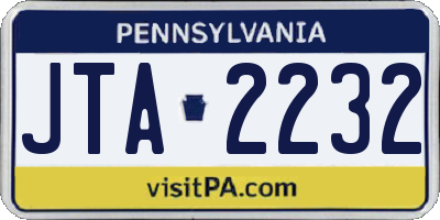 PA license plate JTA2232