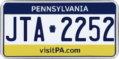 PA license plate JTA2252