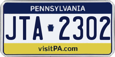 PA license plate JTA2302