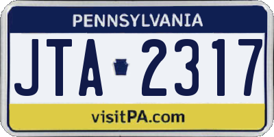 PA license plate JTA2317
