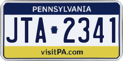PA license plate JTA2341