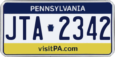 PA license plate JTA2342