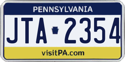 PA license plate JTA2354