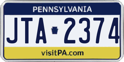 PA license plate JTA2374