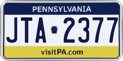 PA license plate JTA2377