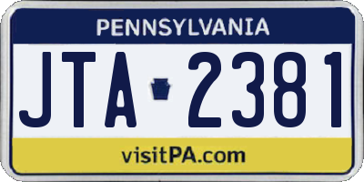 PA license plate JTA2381