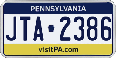PA license plate JTA2386