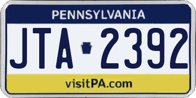 PA license plate JTA2392