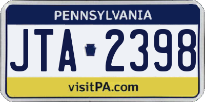PA license plate JTA2398