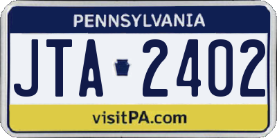 PA license plate JTA2402