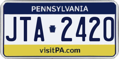 PA license plate JTA2420
