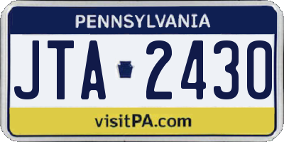 PA license plate JTA2430