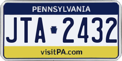 PA license plate JTA2432