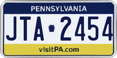 PA license plate JTA2454