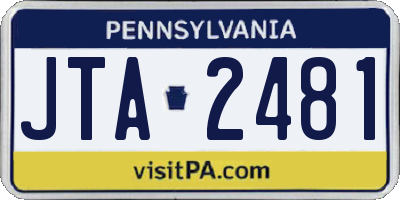 PA license plate JTA2481