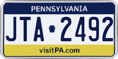 PA license plate JTA2492
