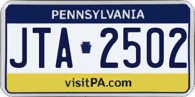 PA license plate JTA2502