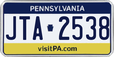 PA license plate JTA2538