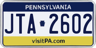 PA license plate JTA2602