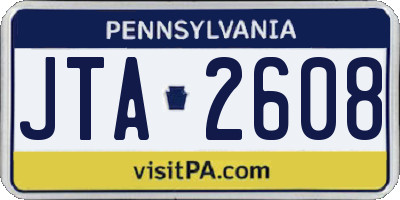 PA license plate JTA2608