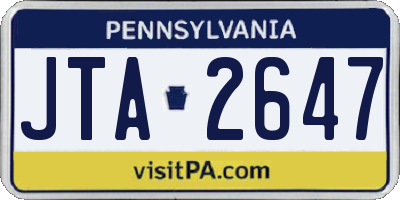 PA license plate JTA2647
