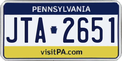 PA license plate JTA2651