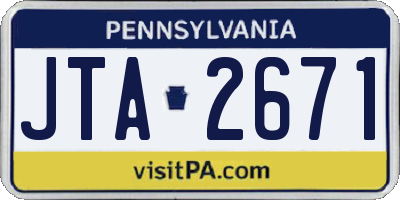 PA license plate JTA2671