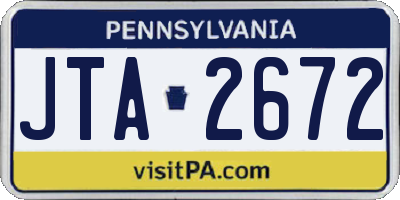 PA license plate JTA2672