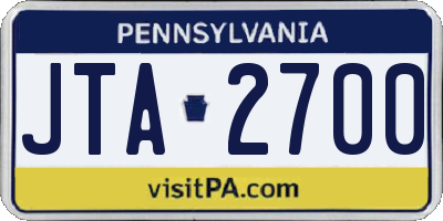 PA license plate JTA2700